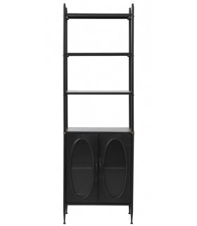 LIBRERIA 60 X 39 X 190 ALKA METAL NEGRO CRISTAL CORRUGADO
