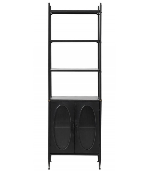 LIBRERIA 60 X 39 X 190 ALKA METAL NEGRO CRISTAL CORRUGADO