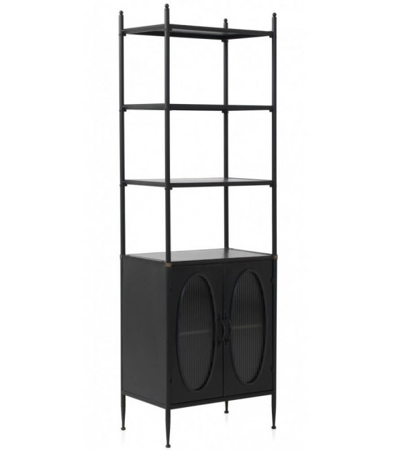 LIBRERIA 60 X 39 X 190 ALKA METAL NEGRO CRISTAL CORRUGADO