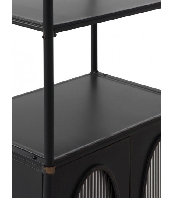 LIBRERIA 60 X 39 X 190 ALKA METAL NEGRO CRISTAL CORRUGADO
