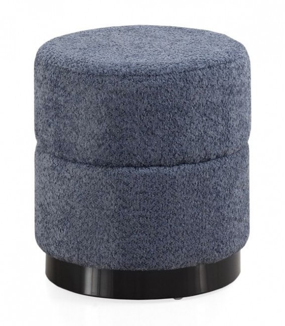 PUF 41 Ø TRANTE METAL NEGRO TELA BOUCLE AZUL
