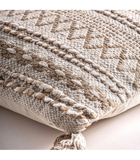 COJIN 45 X 45 AMIRA ARTESANAL YUTE Y ALGODON  NATURAL