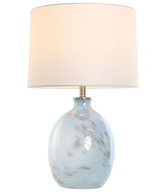 LAMPARA DE SOBREMESA 40 Ø X 66 CRISTAL AZUL LINO CRUDO