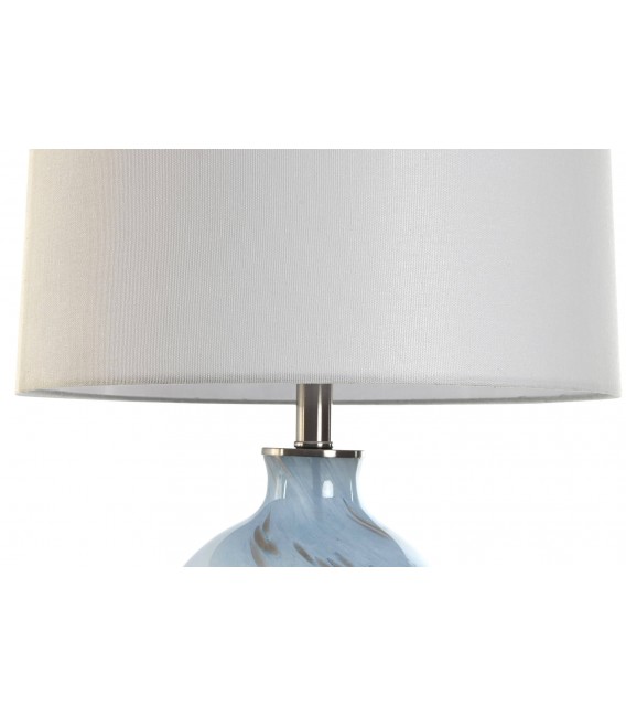 LAMPARA DE SOBREMESA 40 Ø X 66 CRISTAL AZUL LINO CRUDO