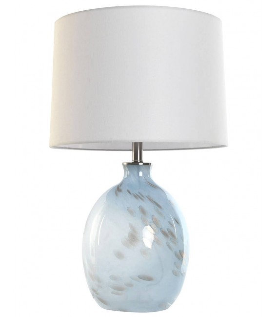 LAMPARA DE SOBREMESA 40 Ø X 66 CRISTAL AZUL LINO CRUDO