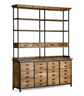 LIBRERIA 180 X 48 X 231 GLAVIAN MADERA NATURAL METAL TEXTURADO OXIDO