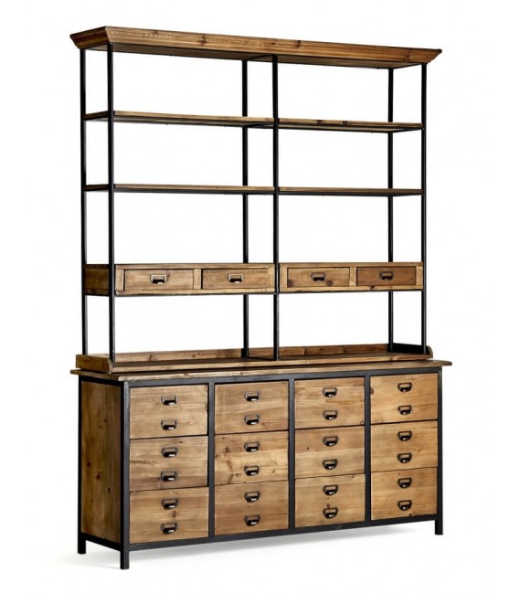 LIBRERIA 180 X 48 X 231 GLAVIAN MADERA NATURAL METAL TEXTURADO OXIDO