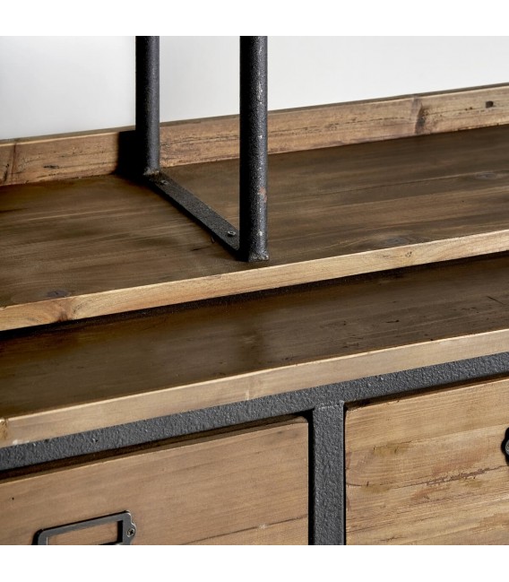 LIBRERIA 180 X 48 X 231 GLAVIAN MADERA NATURAL METAL TEXTURADO OXIDO
