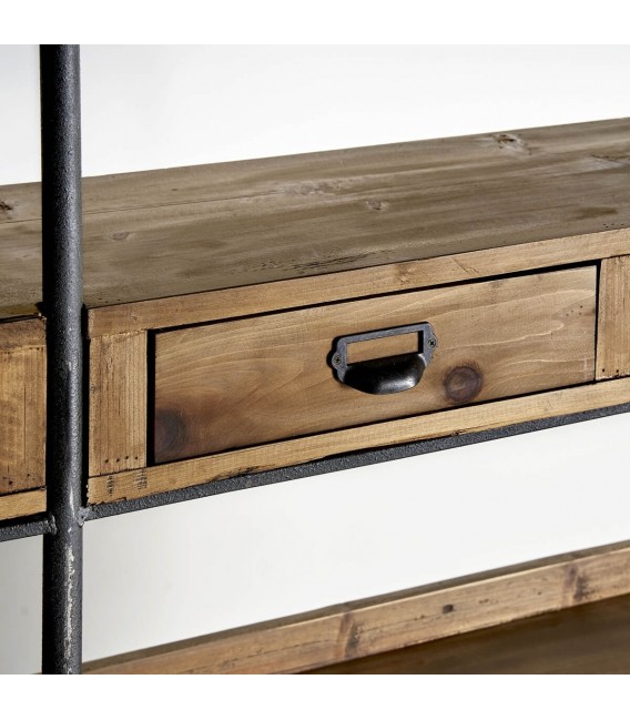 LIBRERIA 180 X 48 X 231 GLAVIAN MADERA NATURAL METAL TEXTURADO OXIDO