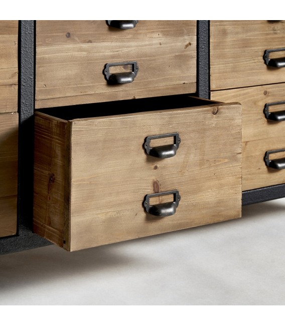 LIBRERIA 180 X 48 X 231 GLAVIAN MADERA NATURAL METAL TEXTURADO OXIDO