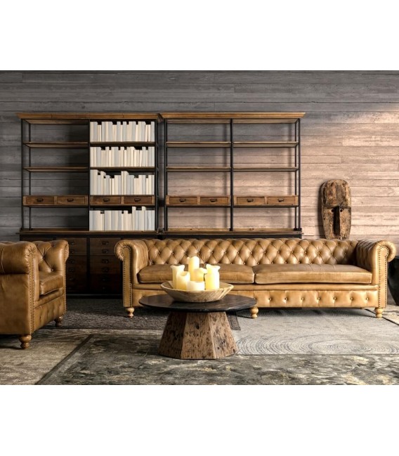 LIBRERIA 180 X 48 X 231 GLAVIAN MADERA NATURAL METAL TEXTURADO OXIDO