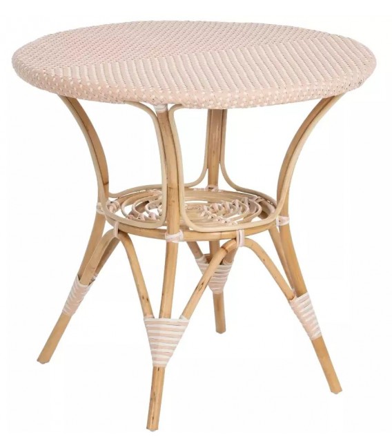 MESA DE COMEDOR 71 Ø X 77 FRUNTE RATAN NATURAL Y SINTETICO