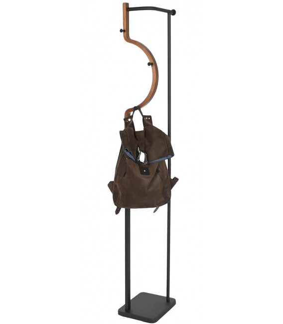 PERCHERO DE PIE 20 X 20 X 172 CLUNE METAL NEGRO MADERA CEREZO