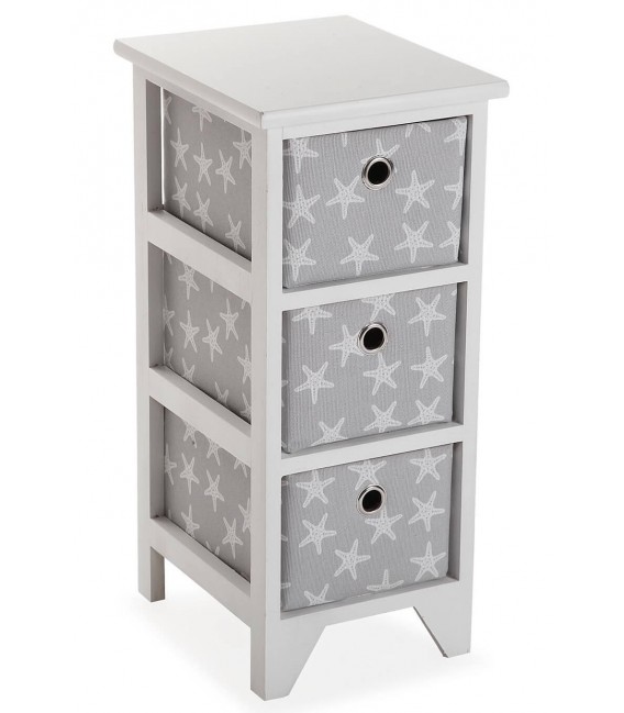 CAJONERA BAÑO 23 X 29 X 58 STRAFISH MADERA BLANCA PP GRIS