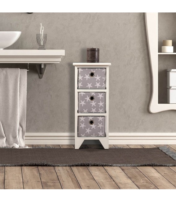 CAJONERA BAÑO 23 X 29 X 58 STRAFISH MADERA BLANCA PP GRIS