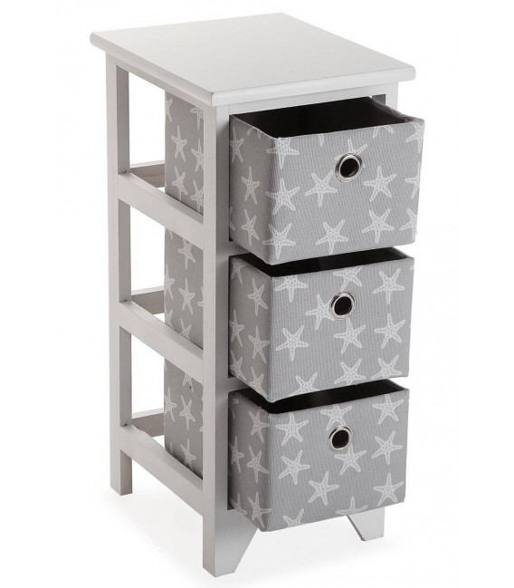 CAJONERA BAÑO 23 X 29 X 58 STRAFISH MADERA BLANCA PP GRIS