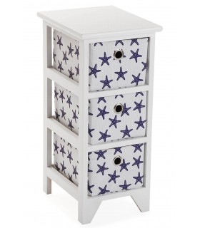 CAJONERA BAÑO 23 X 29 X 58 STRAFISH MADERA BLANCA TELA AZUL