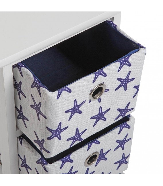 CAJONERA BAÑO 23 X 29 X 58 STRAFISH MADERA BLANCA TELA AZUL