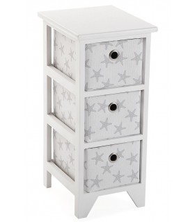 CAJONERA BAÑO 23 X 29 X 58 STRAFISH MADERA BLANCA TELA BLANCA