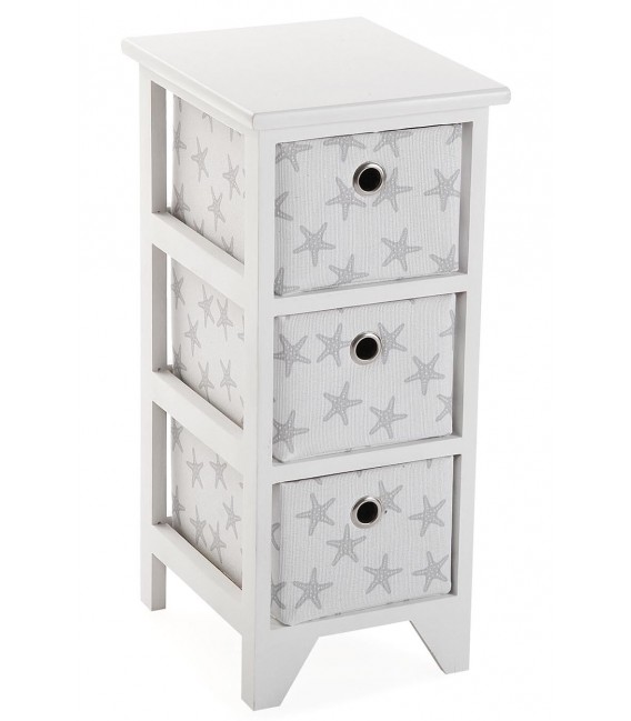 CAJONERA BAÑO 23 X 29 X 58 STRAFISH MADERA BLANCA TELA BLANCA