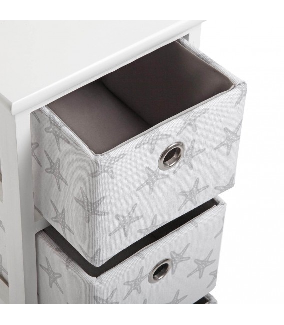 CAJONERA BAÑO 23 X 29 X 58 STRAFISH MADERA BLANCA TELA BLANCA