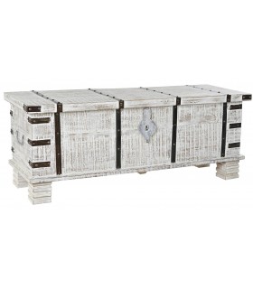 BAUL 116 X 40 X 45 PLATER MADERA BLANCO METAL BRONCE