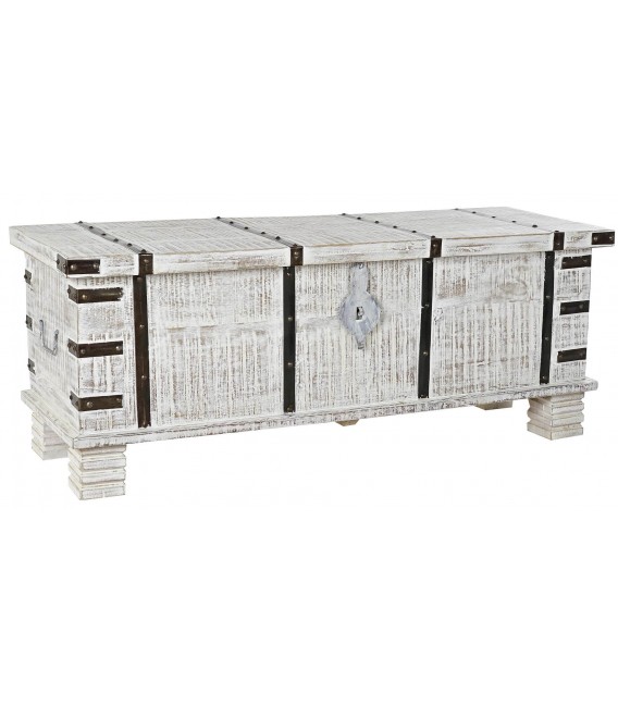BAUL 116 X 40 X 45 PLATER MADERA BLANCO METAL BRONCE