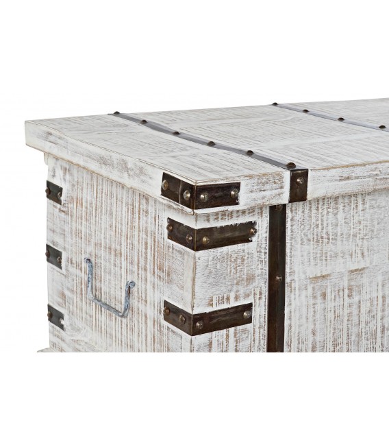 BAUL 116 X 40 X 45 PLATER MADERA BLANCO METAL BRONCE