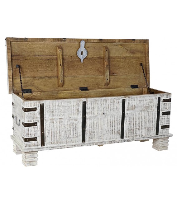 BAUL 116 X 40 X 45 PLATER MADERA BLANCO METAL BRONCE