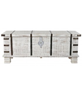 BAUL 116 X 40 X 45 PLATER MADERA BLANCO METAL BRONCE