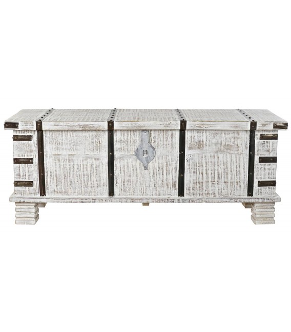 BAUL 116 X 40 X 45 PLATER MADERA BLANCO METAL BRONCE