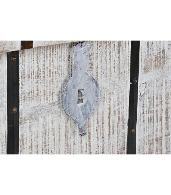 BAUL 116 X 40 X 45 PLATER MADERA BLANCO METAL BRONCE