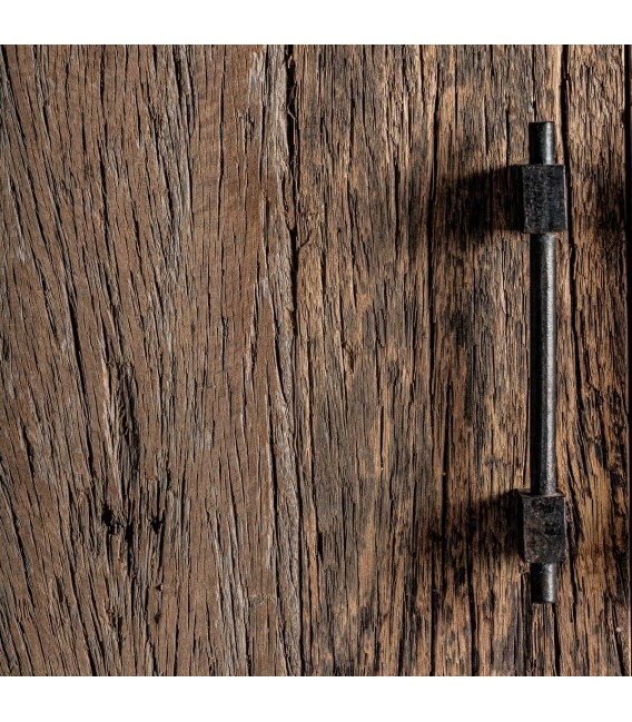 Armario alacena colonial de pino macizo envejecido y hierro forjado. 3