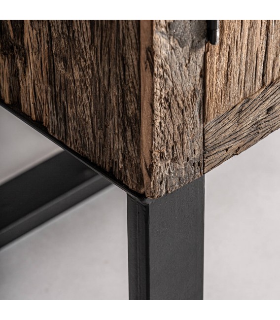 Armario alacena colonial de pino macizo envejecido y hierro forjado. 4