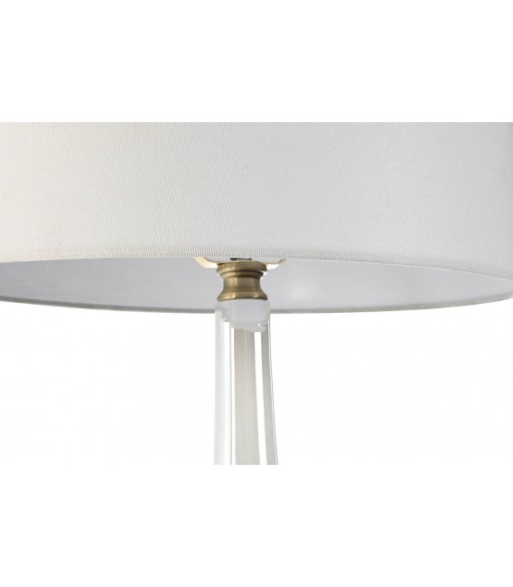 LAMPARA DE SOBREMESA 40 Ø X 78 PRETA CRISTAL AZUL LINO CRUDO