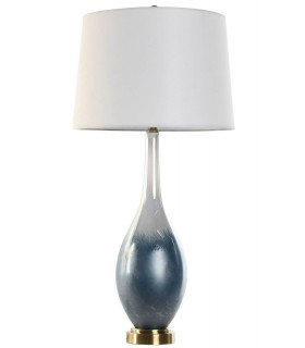 LAMPARA DE SOBREMESA 40 Ø X 78 PRETA CRISTAL AZUL LINO CRUDO