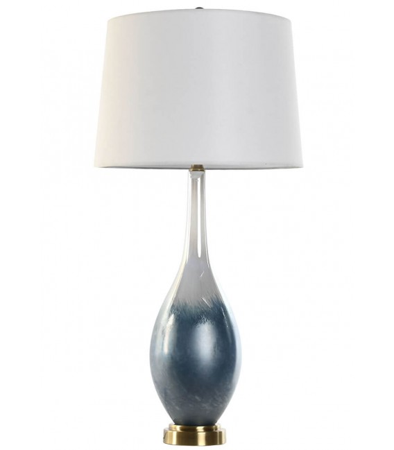 LAMPARA DE SOBREMESA 40 Ø X 78 PRETA CRISTAL AZUL LINO CRUDO