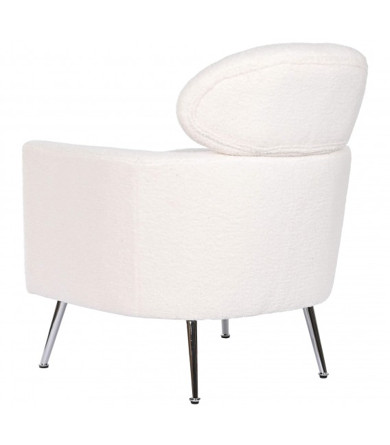 SILLON 71 X 75 X 95 ETILE BOUCLE BLANCO METAL CROMADO PLATA