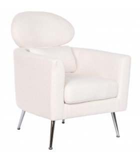 SILLON 71 X 75 X 95 ETILE BOUCLE BLANCO METAL CROMADO PLATA