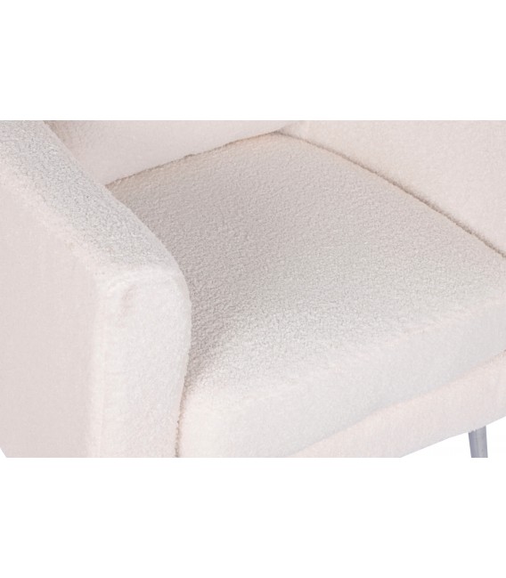 SILLON 71 X 75 X 95 ETILE BOUCLE BLANCO METAL CROMADO PLATA