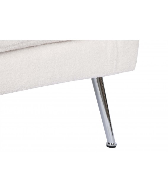 SILLON 71 X 75 X 95 ETILE BOUCLE BLANCO METAL CROMADO PLATA
