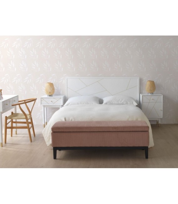 MESITA DE NOCHE 45 X 35 X 70 CLARKY LACADO EN BLANCO DETALLES DORADOS