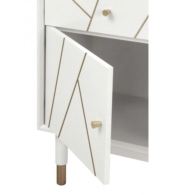 MESITA DE NOCHE 45 X 35 X 70 CLARKY LACADO EN BLANCO DETALLES DORADOS