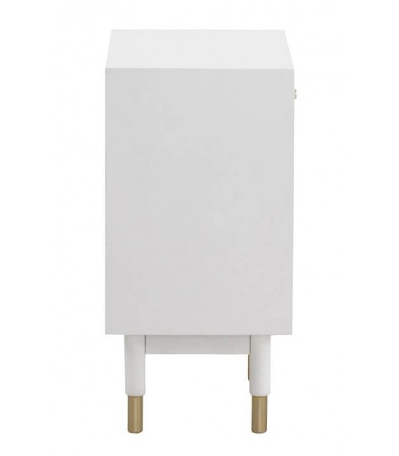 MESITA DE NOCHE 45 X 35 X 70 CLARKY LACADO EN BLANCO DETALLES DORADOS