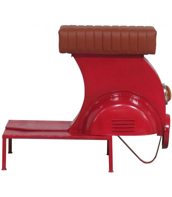 TABURETE 95 X 50 X 75 VESPA METAL ROJO PIEL CAMEL
