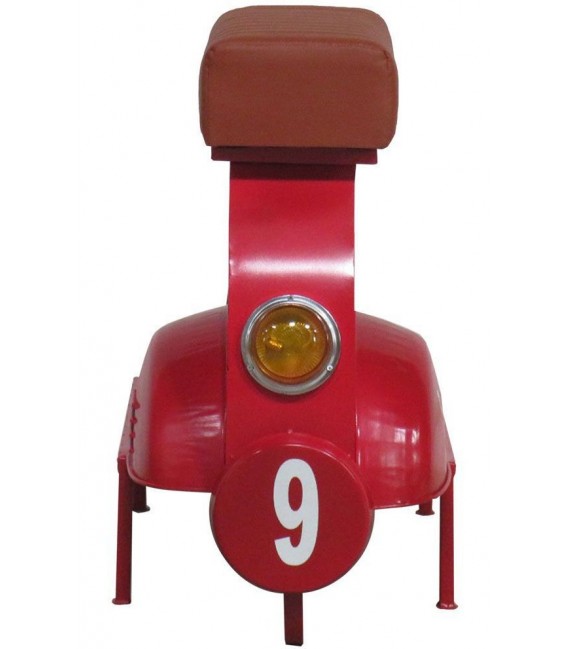 TABURETE 95 X 50 X 75 VESPA METAL ROJO PIEL CAMEL