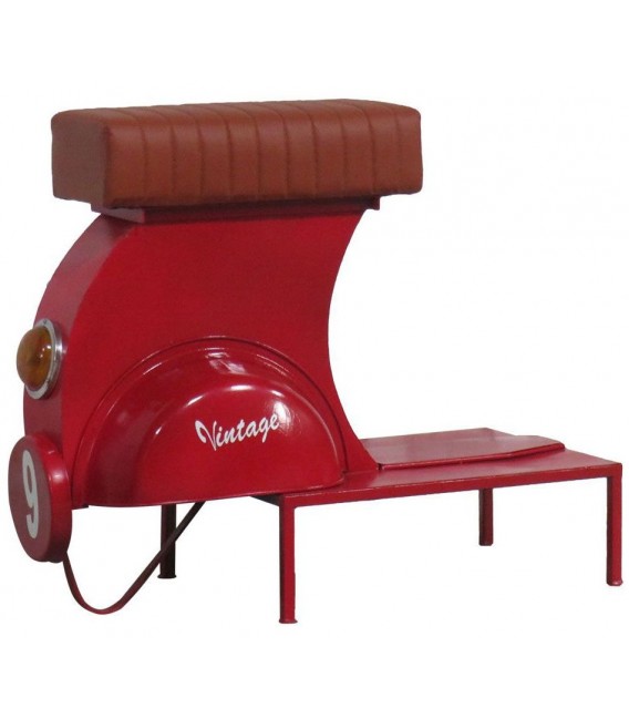 TABURETE 95 X 50 X 75 VESPA METAL ROJO PIEL CAMEL