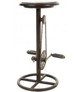 TABURETE 40 Ø x 73 BICICLETA METAL OXIDO MADERA COLOR NOGAL