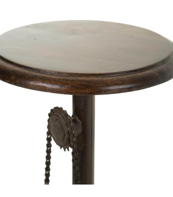 TABURETE 40 Ø x 73 BICICLETA METAL OXIDO MADERA COLOR NOGAL