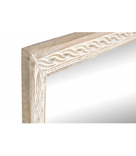 ESPEJO 92 X 92 CURTAN MADERA TALLADA BLANCO ROZADO